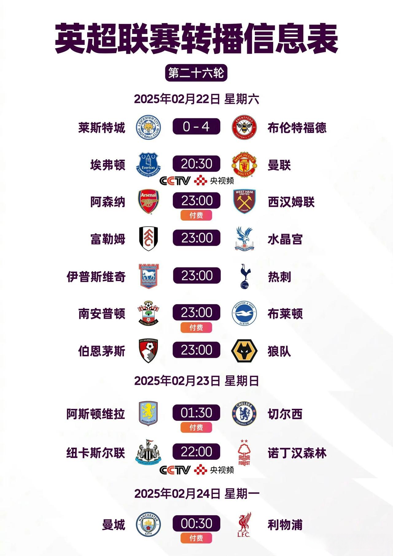 包含25/26赛季英超赛程公布：揭幕战利物浦vs樱桃，首轮曼联vs阿森纳的词条